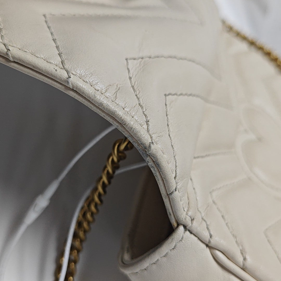 GG Marmont Mini Quilted Calfskin White
