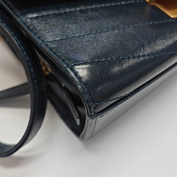 MEDAL ENVELOPE Chevron Calfskin Blue