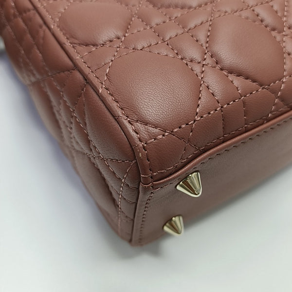 Authenticated pre-owned  Lady Dior Small Quilted Lambskin Beige - Shoulder Bag at Looply