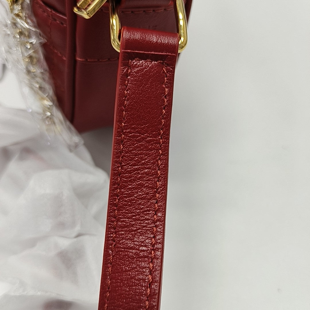 C CHARM Small Quilted Calfskin Red