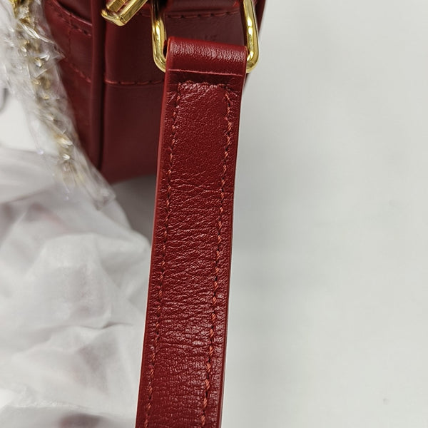 C CHARM Small Quilted Calfskin Red