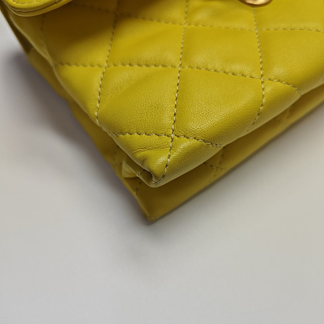 Quilted Calfskin Shoulder Bag Yellow
