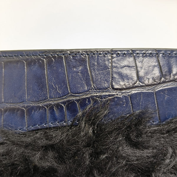 Leather Shoulder Bag Blue