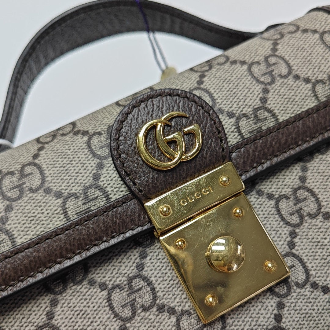 Ophidia Mini Monogram Coated Canvas Beige
