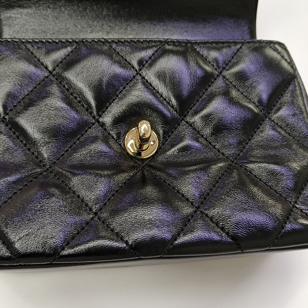 Quilted Lambskin Shoulder Bag Black