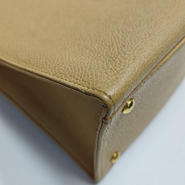 LOGO EMBROIDERED Grained Calfskin Beige