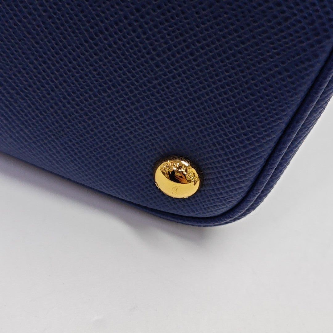 Double Medium Saffiano Calfskin Blue