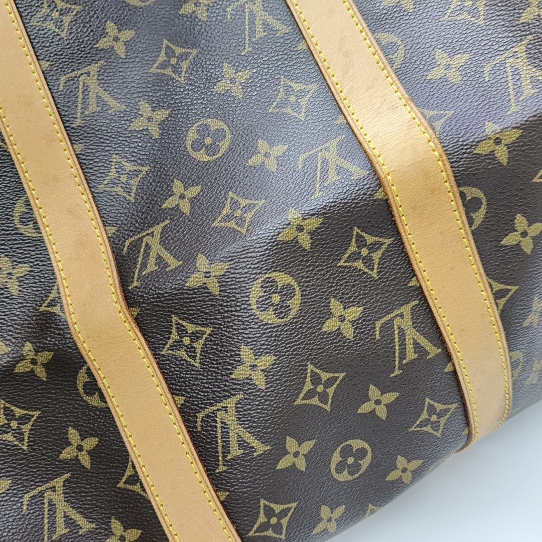 KEEPALL 50 Monogram Coated Canvas Brown