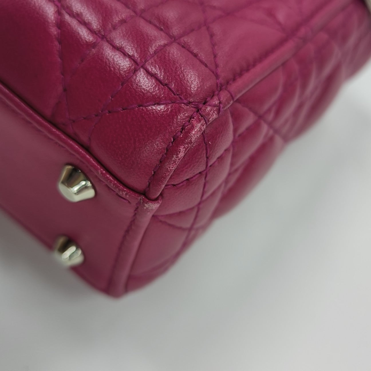Lady Dior Mini Cannage Lambskin Red
