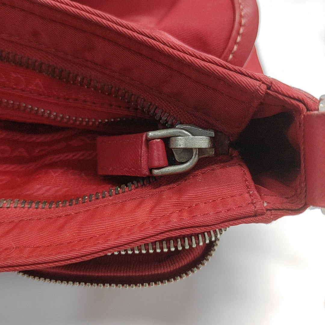 Nylon Shoulder Bag Red