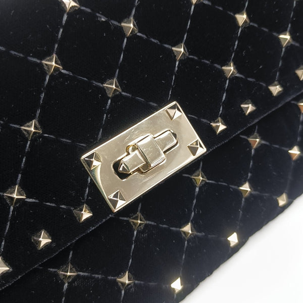 Spike Up Quilted Velvet Black