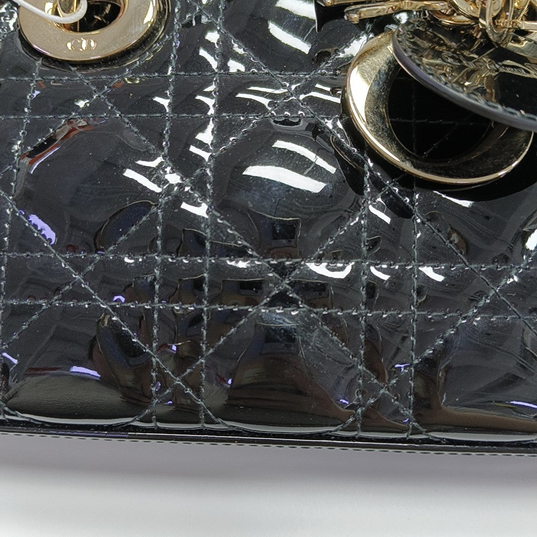 Lady Dior Small Cannage Patent Leather Black