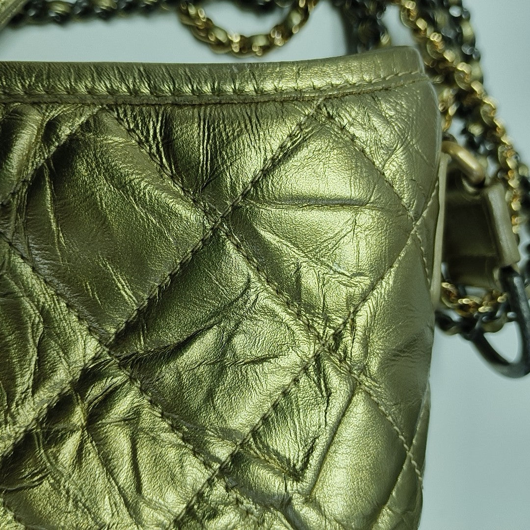 GABRIELLE Small Quilted Calfskin Gold