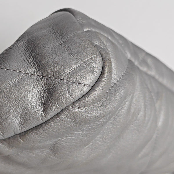 Quilted Calfskin Tote Bag Silver