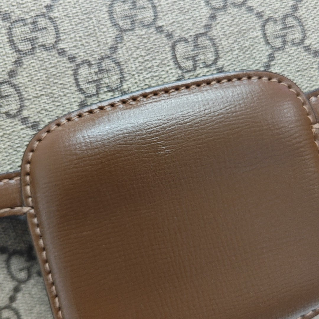 Horsebit 1955 Medium Monogram Coated Canvas Beige