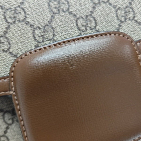 Horsebit 1955 Medium Monogram Coated Canvas Beige