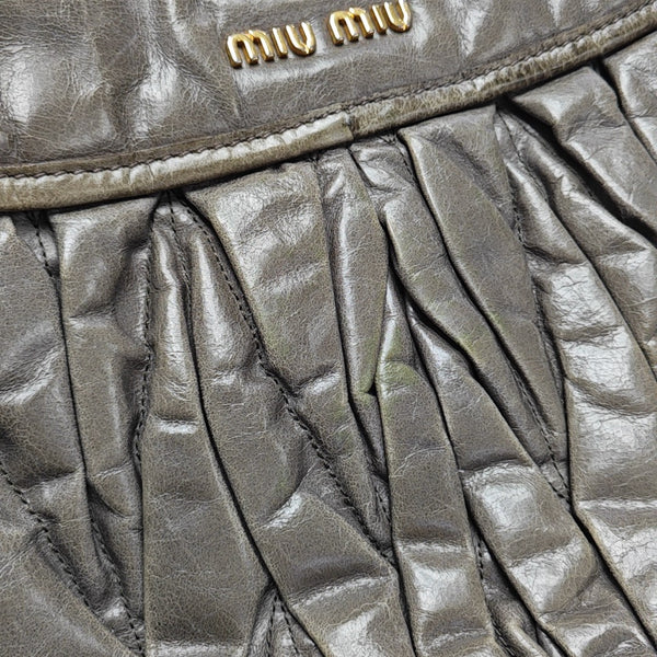 Miu Coffer Quilted Calfskin Green