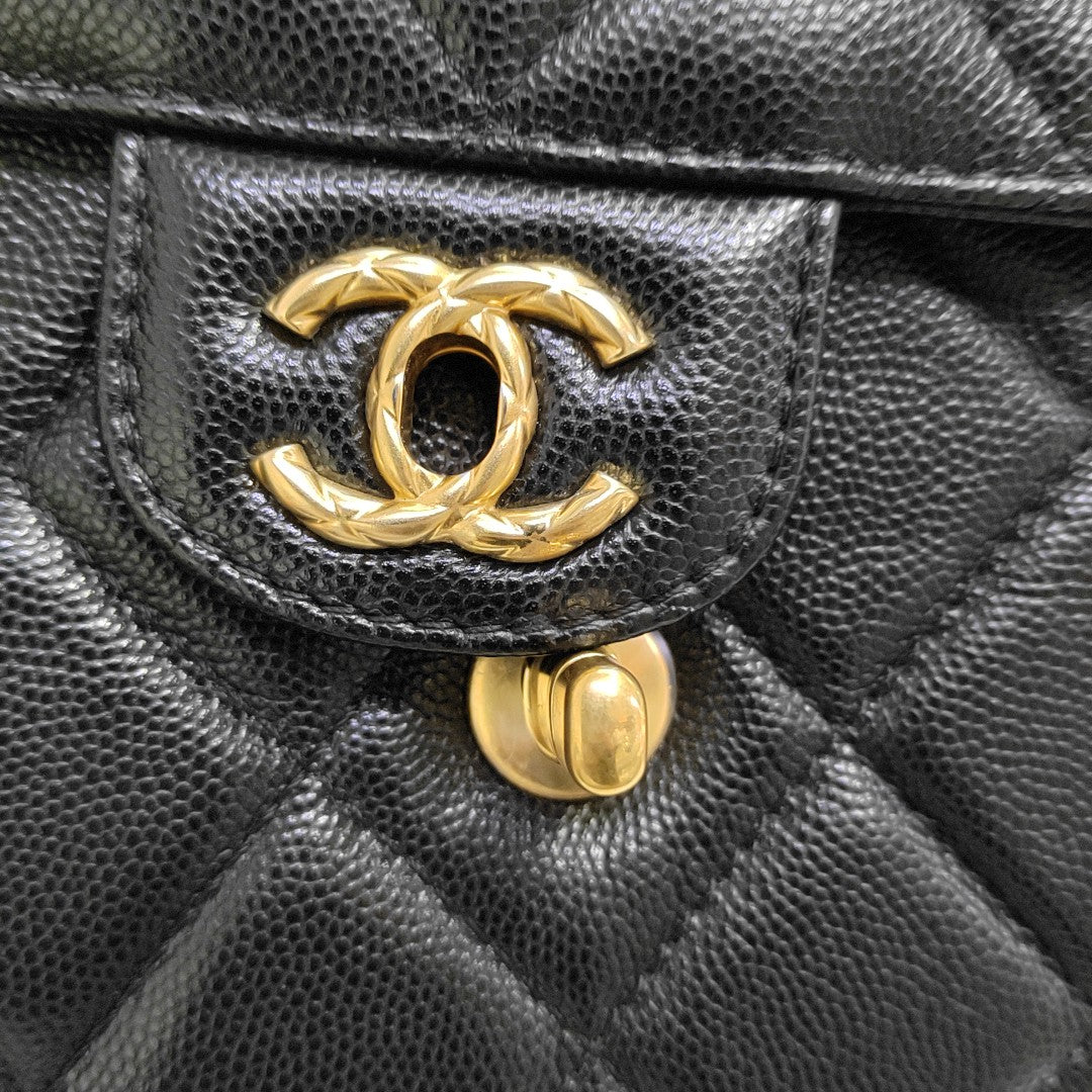 24A Quilted Grained Calfskin Black