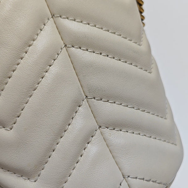 GG Marmont Mini Quilted Calfskin White