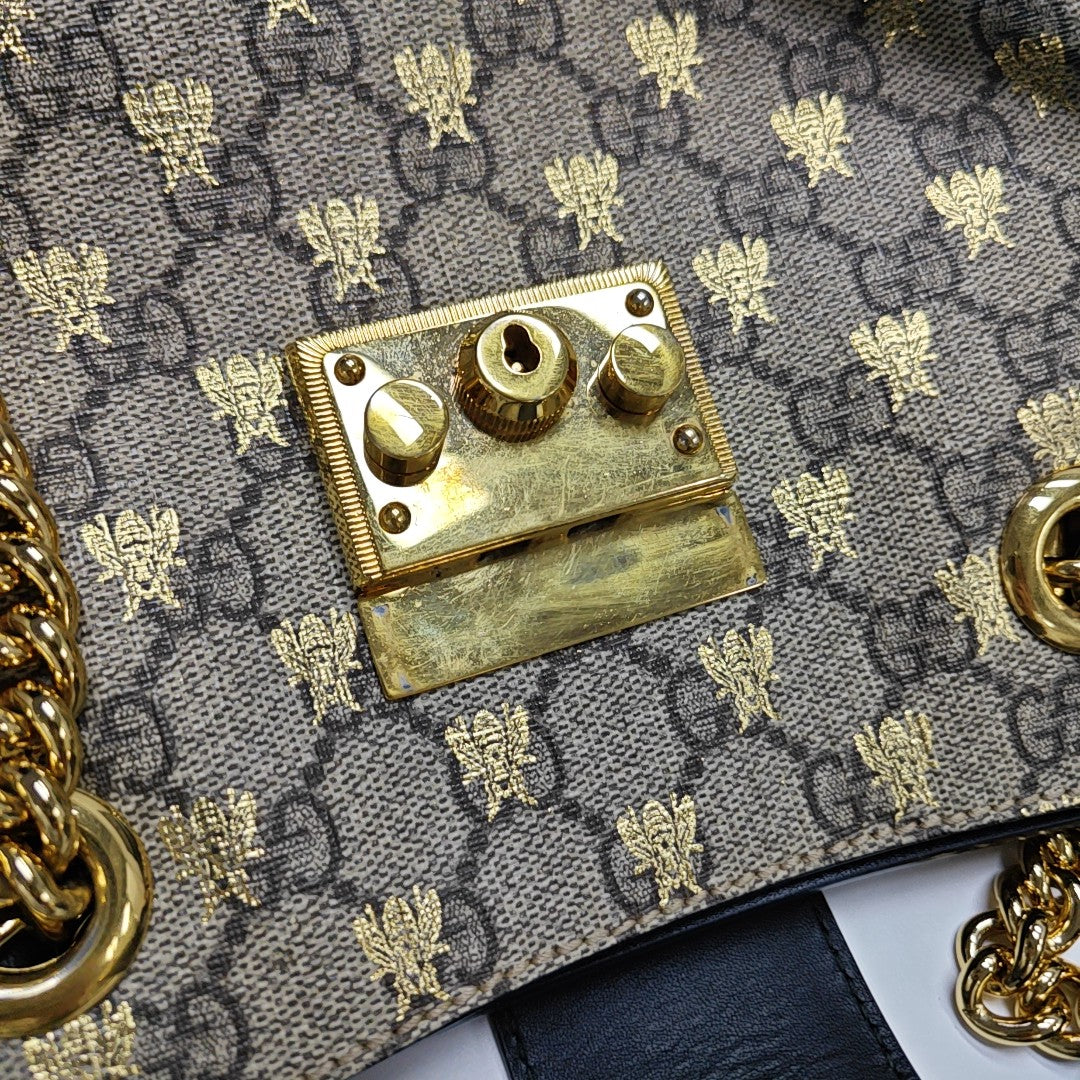 Padlock Small Monogram Coated Canvas Beige