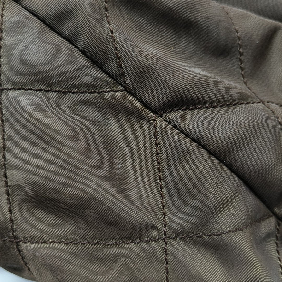 Quilted Nylon Tote Bag Brown