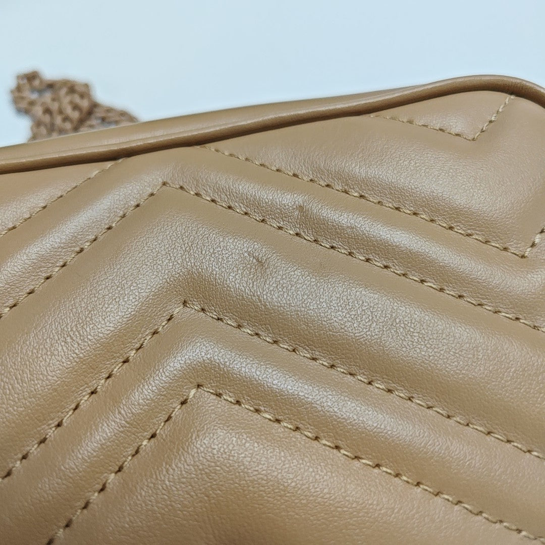 GG Marmont Mini Quilted Calfskin Beige