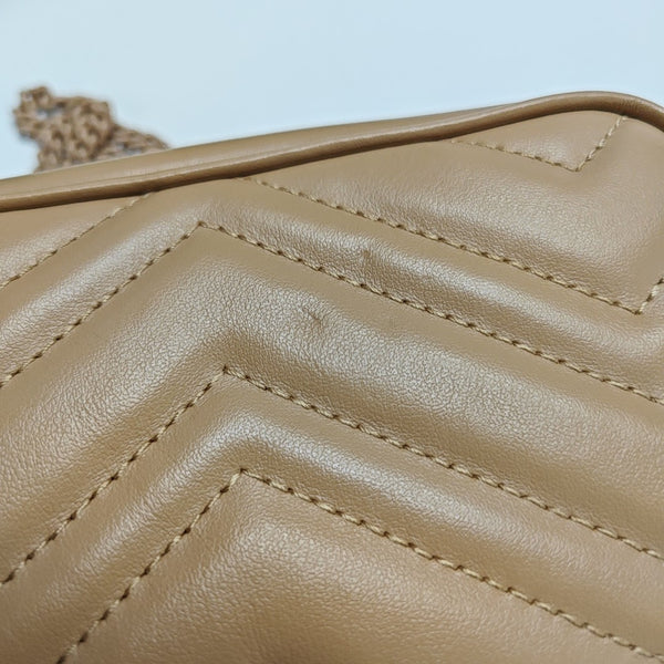 GG Marmont Mini Quilted Calfskin Beige