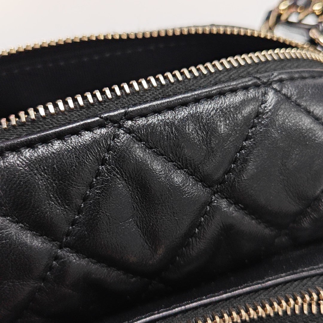 Quilted Lambskin Shoulder Bag Black