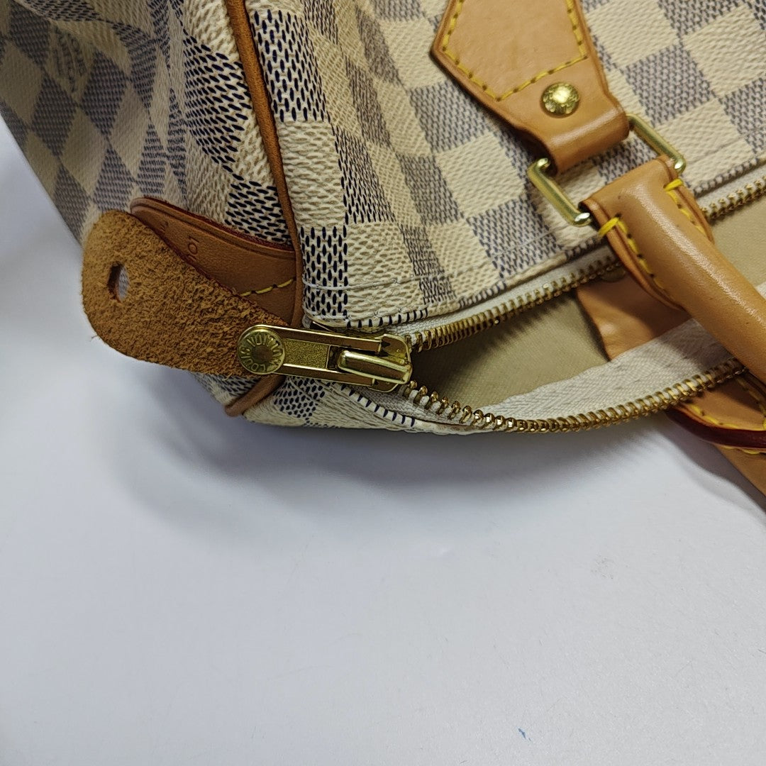 SPEEDY 30 Damier Azur Coated Canvas White