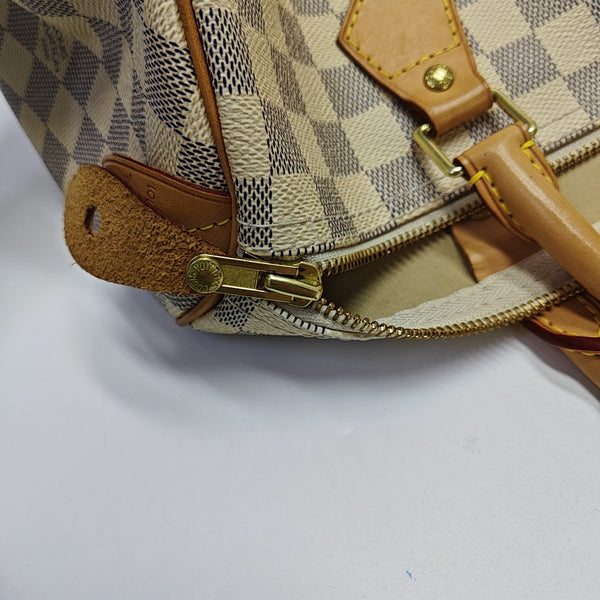 SPEEDY 30 Damier Azur Coated Canvas White
