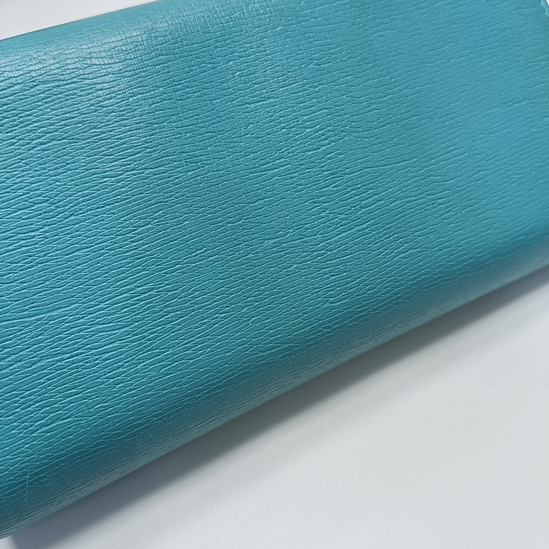 Bright Bit Calfskin Blue Wallet