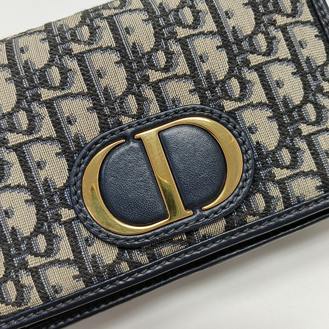 30 Montaigne Mini Oblique Canvas Blue