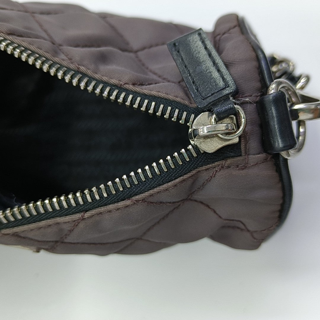 Quilted Nylon Top Handle Bag Purple