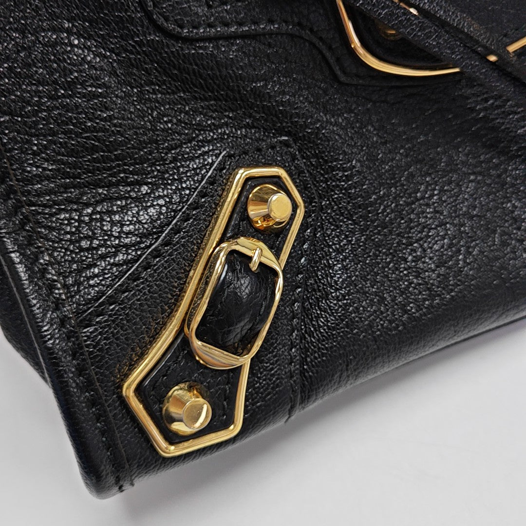 Classic Metallic Edge City Mini Lambskin Black