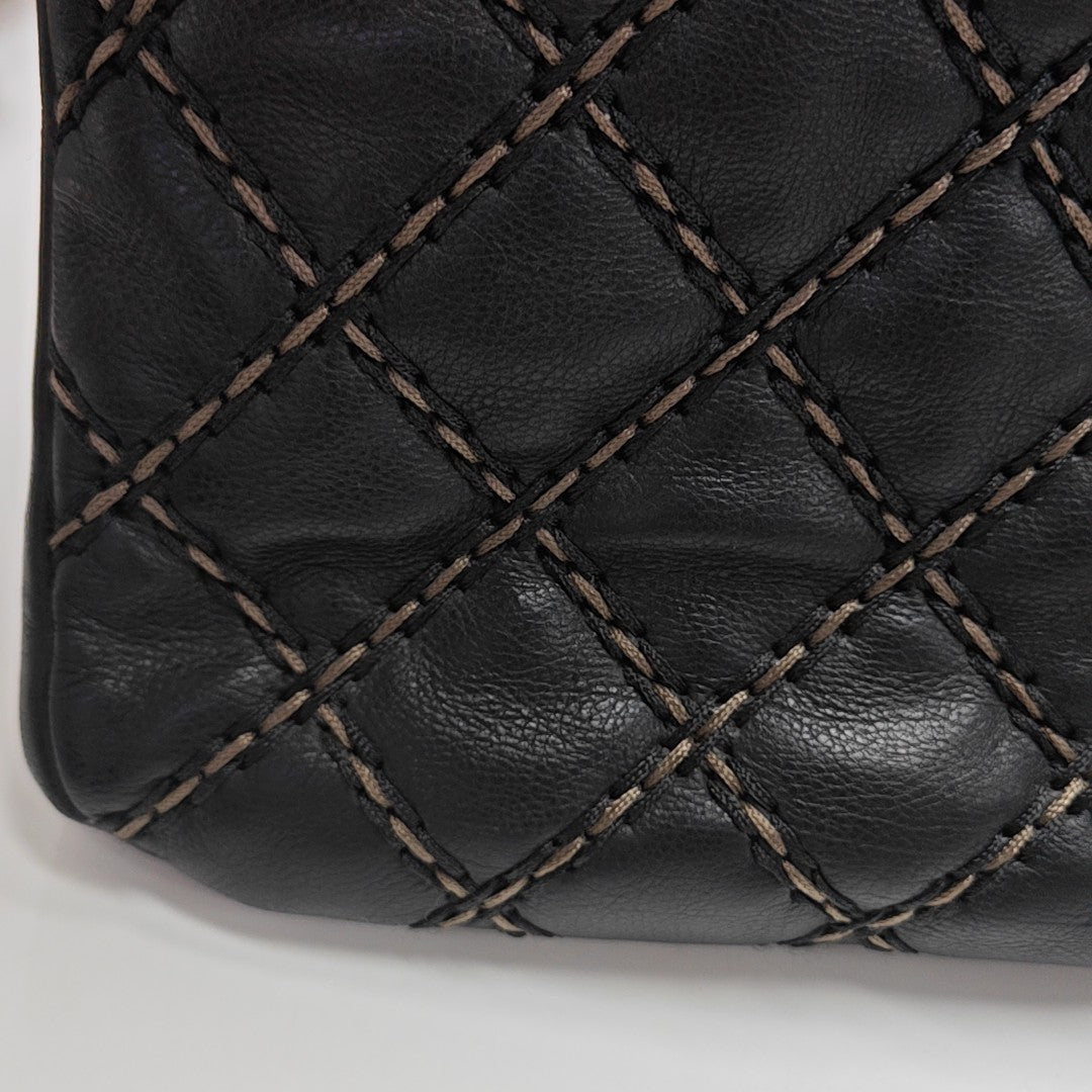 Quilted Calfskin Tote Bag Black