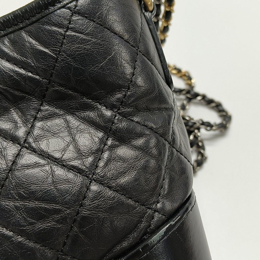 GABRIELLE Small Quilted Calfskin Black