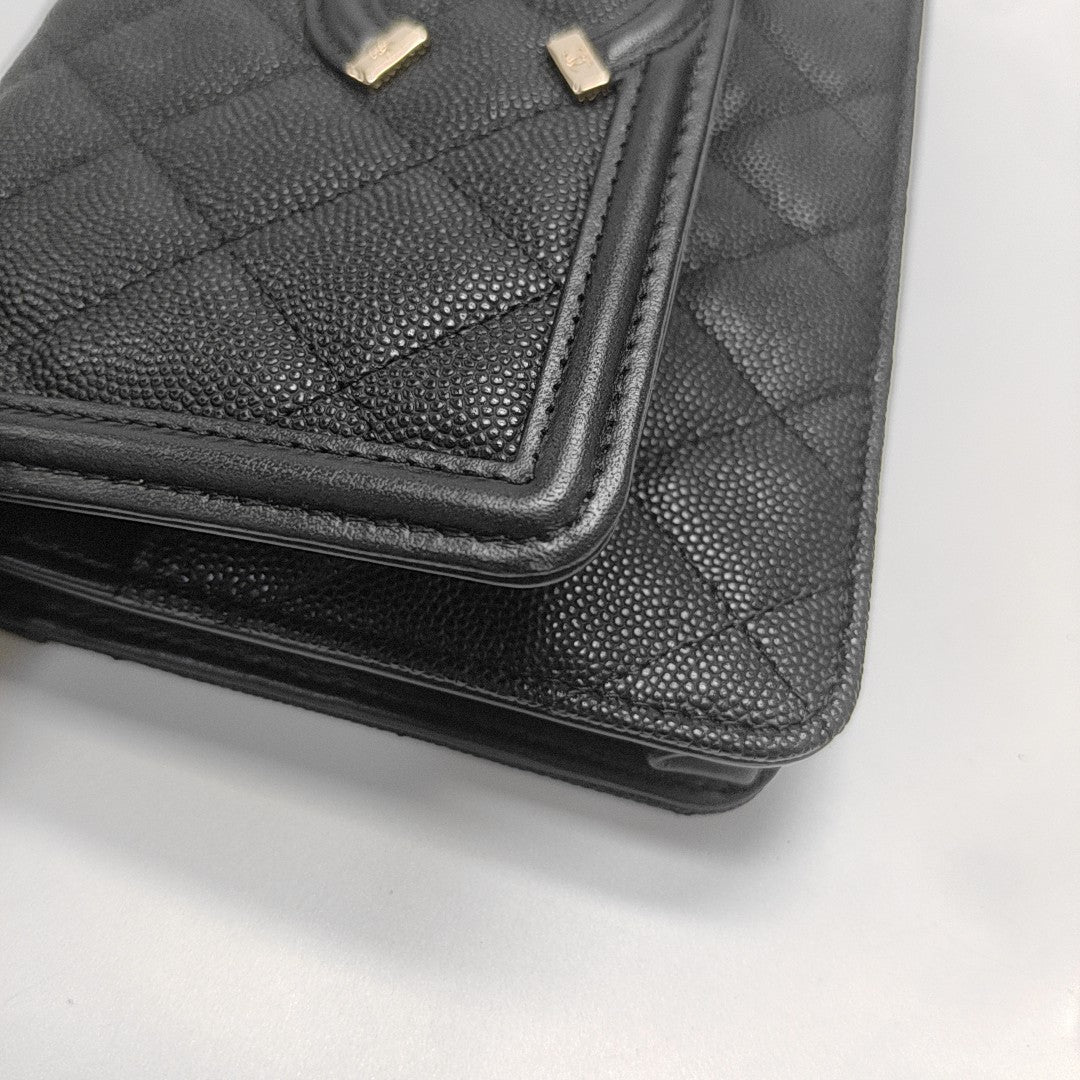FILIGREE WOC Quilted Grained Calfskin Black