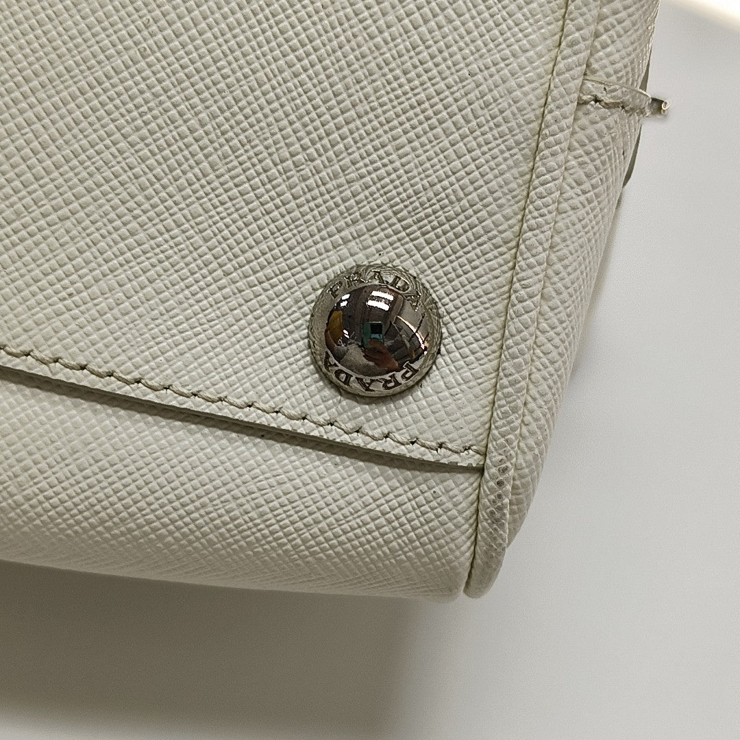 Saffiano Calfskin Shoulder Bag White