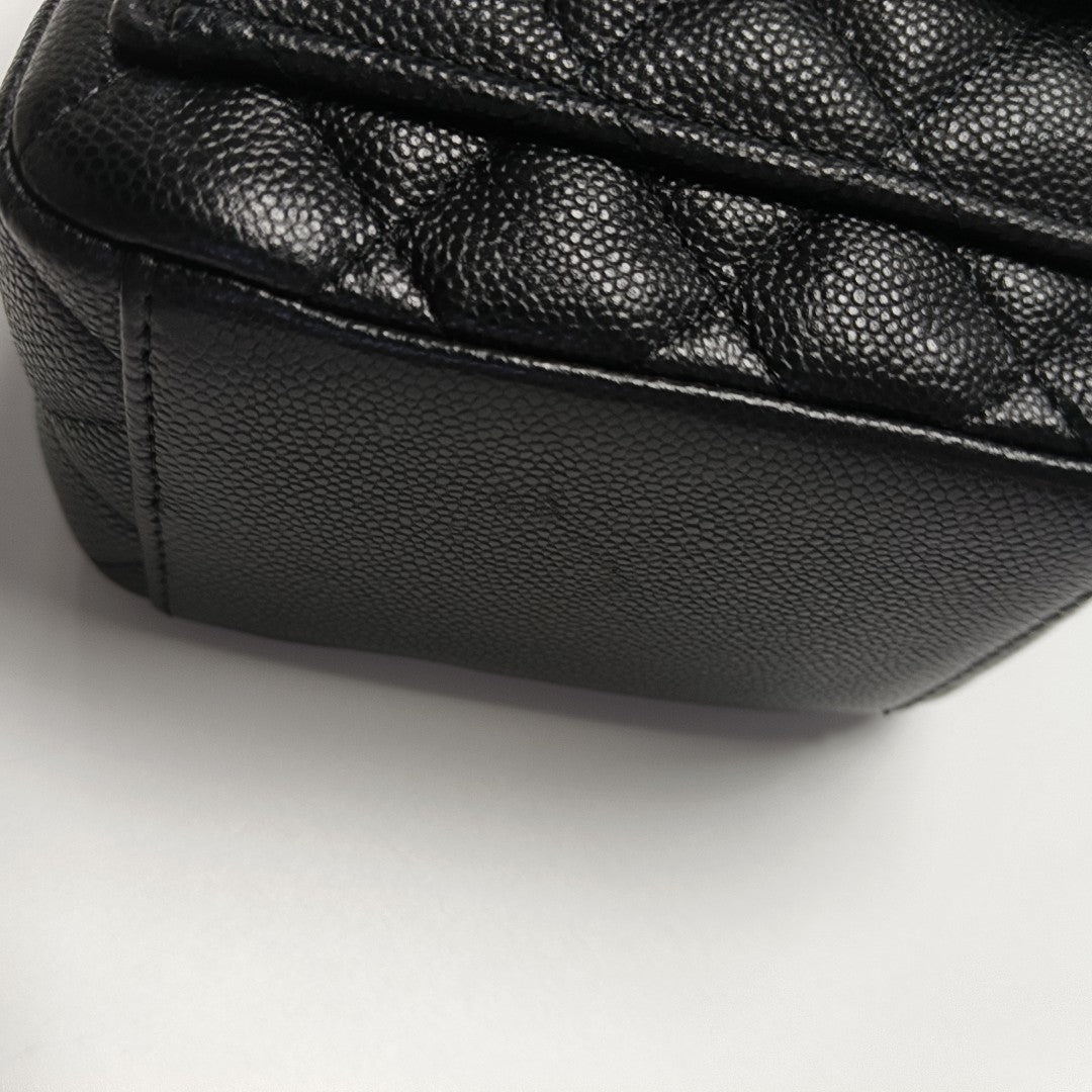 Quilted Grained Calfskin Backpack Mini Black