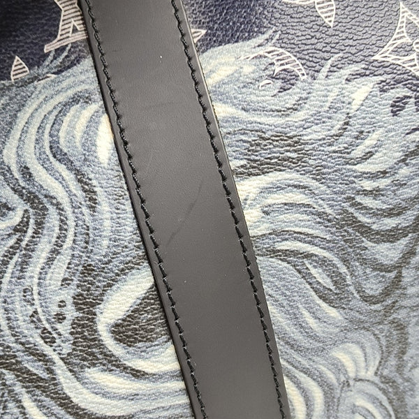 KEEPALL 55 Monogram Coated Canvas Blue