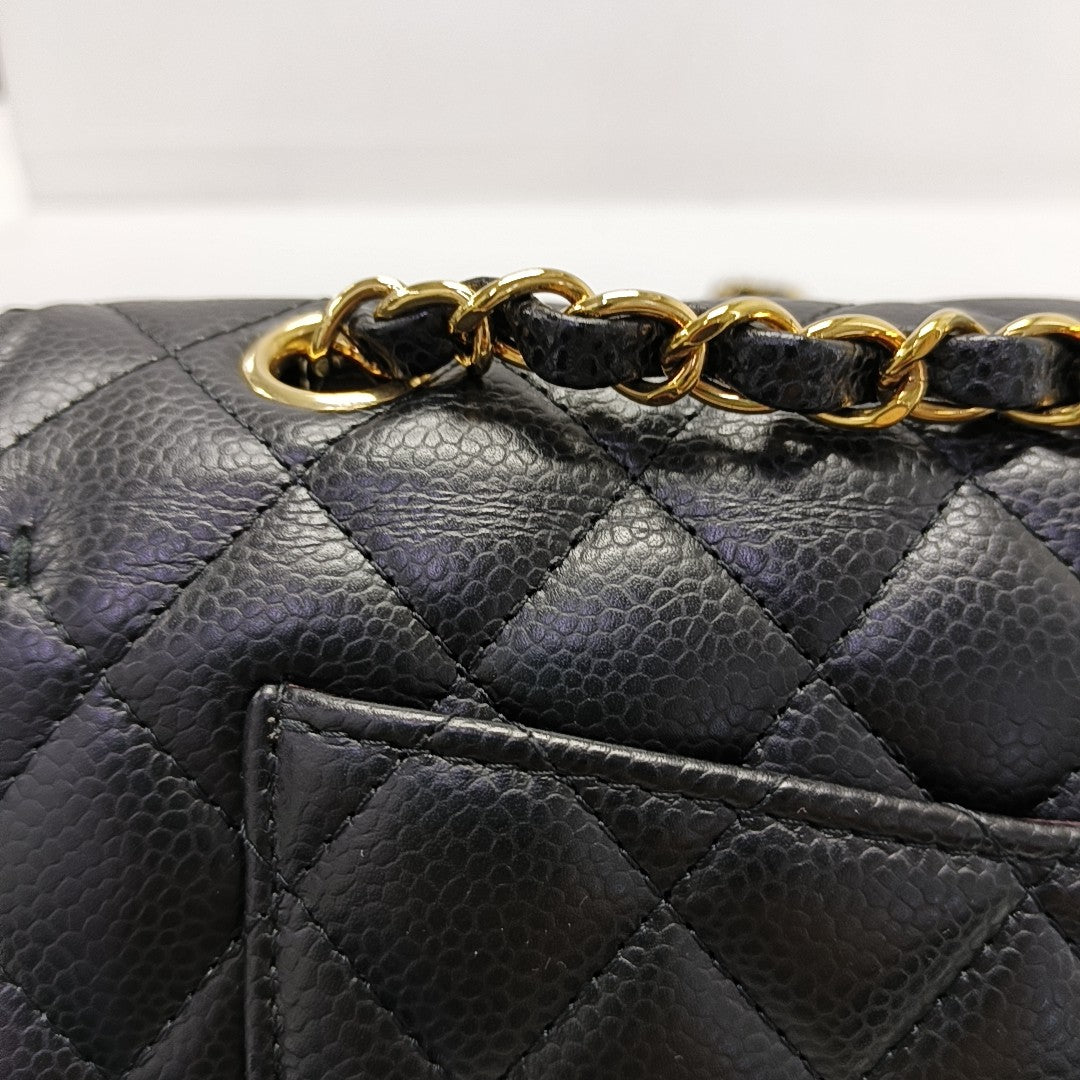 CLASSIC FLAP Small Quilted Grained Calfskin Black