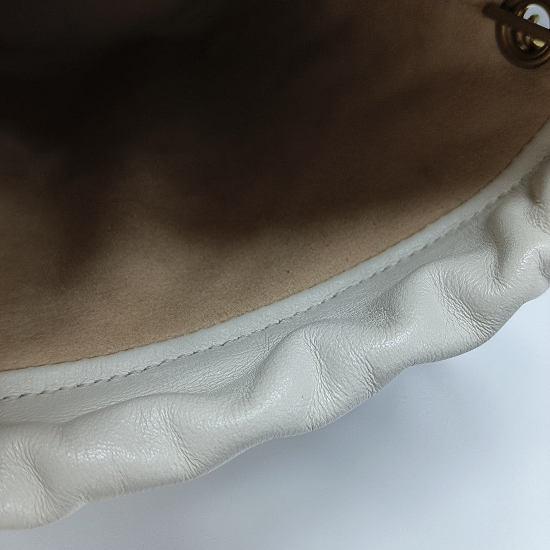 GG Marmont Mini Quilted Calfskin White