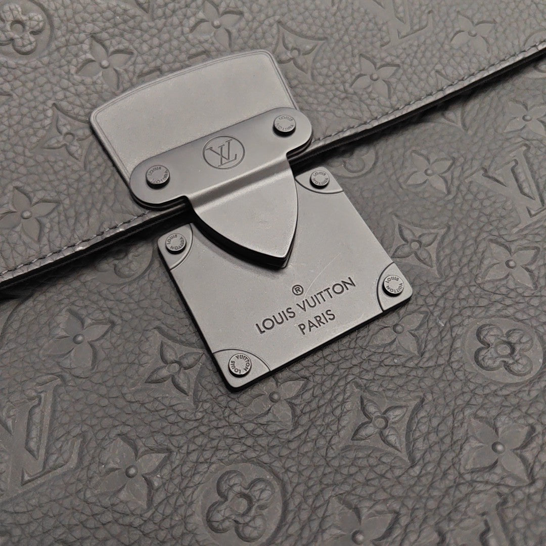 S LOCK Monogram Calfskin Black