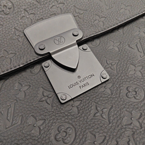 S LOCK Monogram Calfskin Black