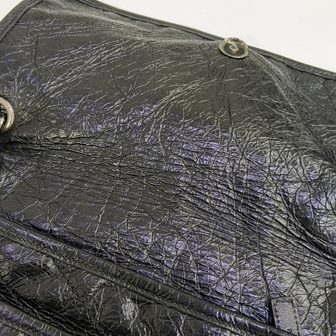 NIKI Medium Chevron Calfskin Black