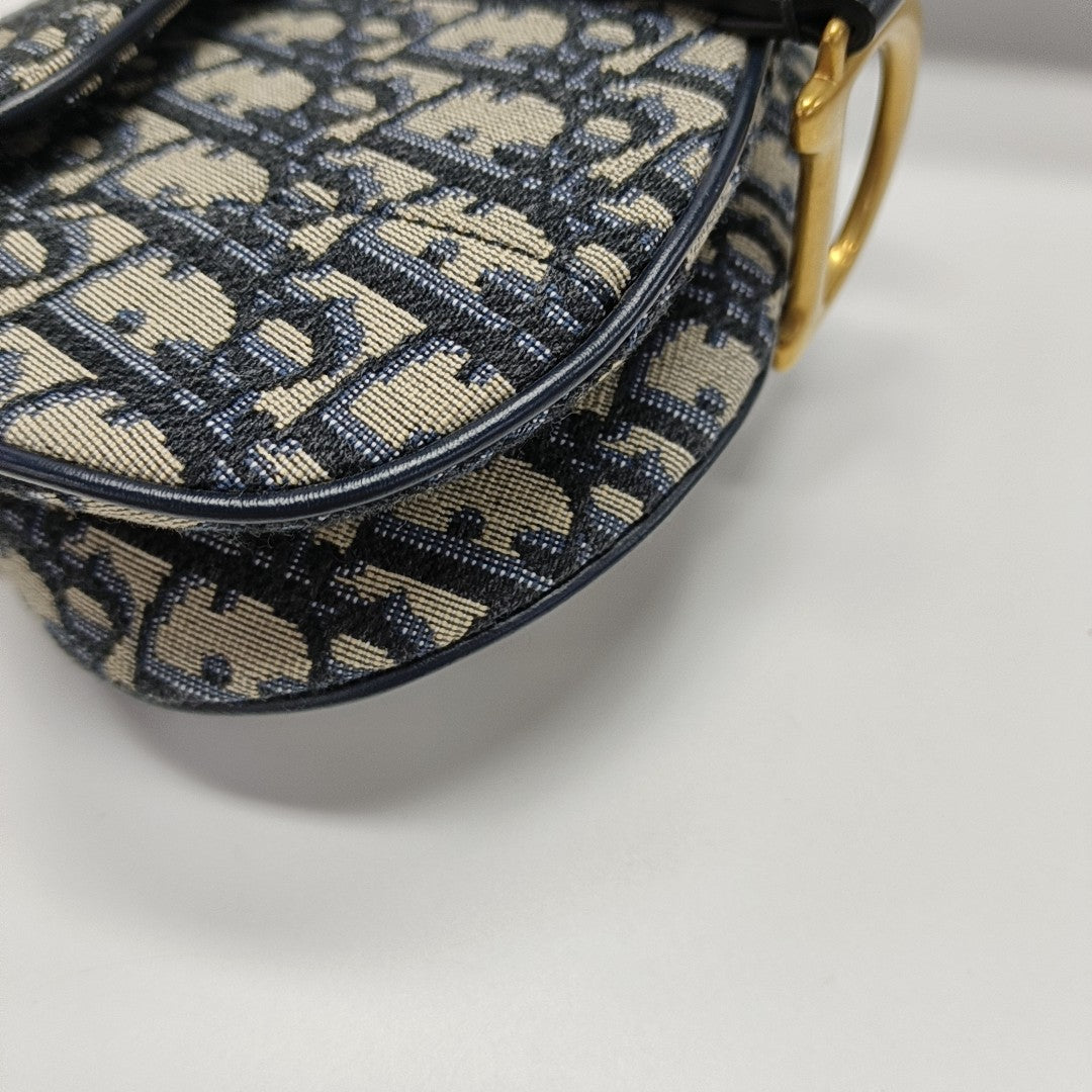 Saddle Mini Oblique Canvas Blue