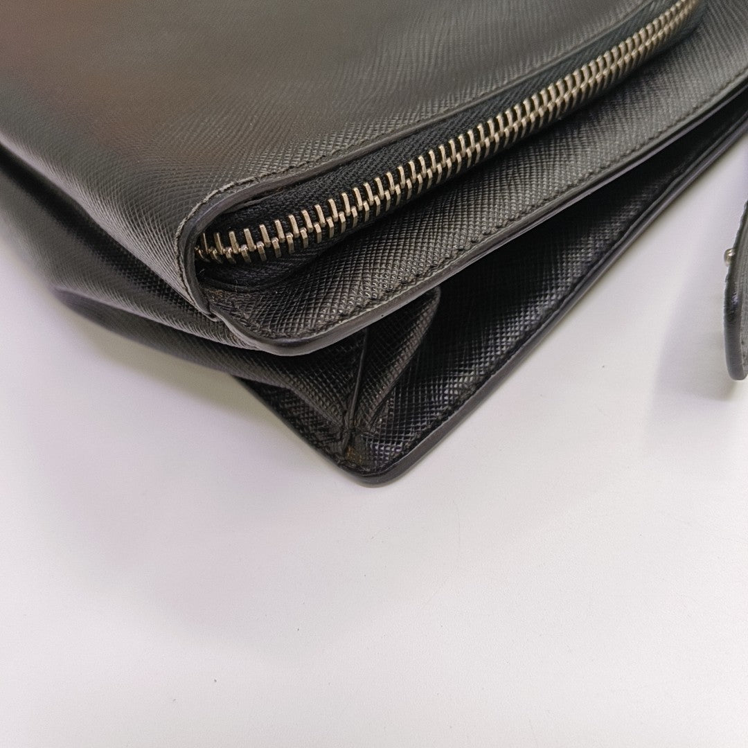 Saffiano Calfskin Clutch Black