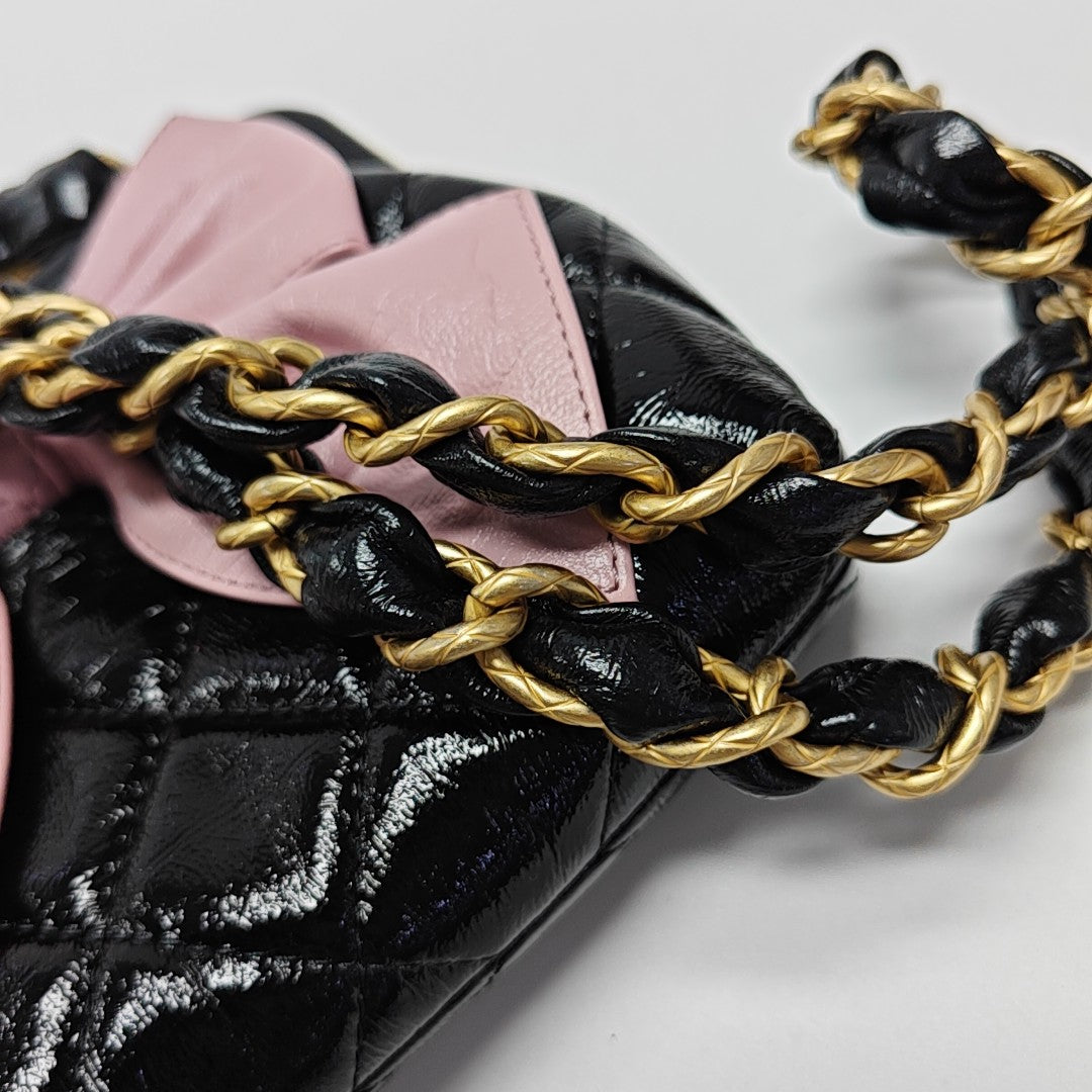 Quilted Patent Leather Black