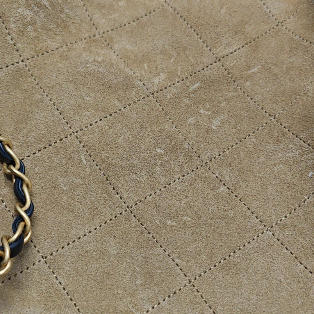 Quilted Suede Tote Bag Beige