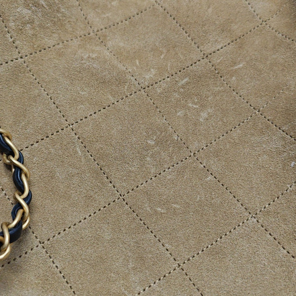 Quilted Suede Tote Bag Beige